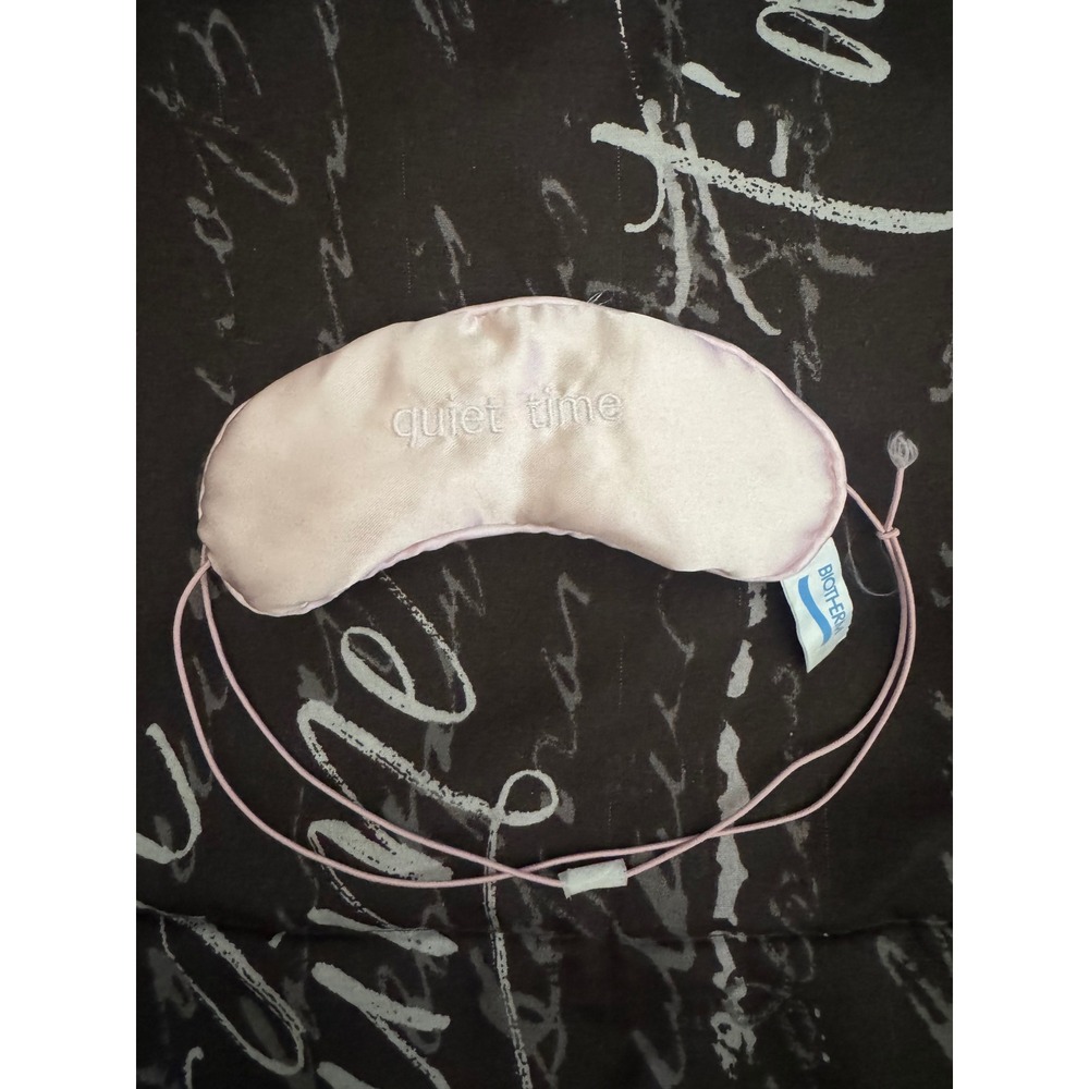 Biotherm Quiet Time Sleep Mask Pink Satin Embroidered Eye Mask Travel Accessory